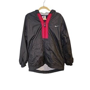 Nike vintage 90's white tag storm fit  hooded windbreaker,  black/white/red. Siz